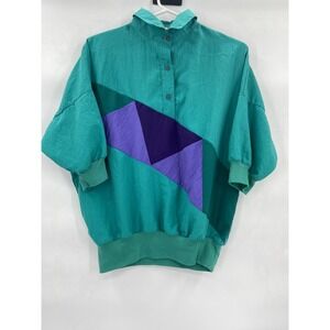 VTG 80s Cortiva Womens Size Medium Polo Shirt Stretch Waist Athletic Color Block